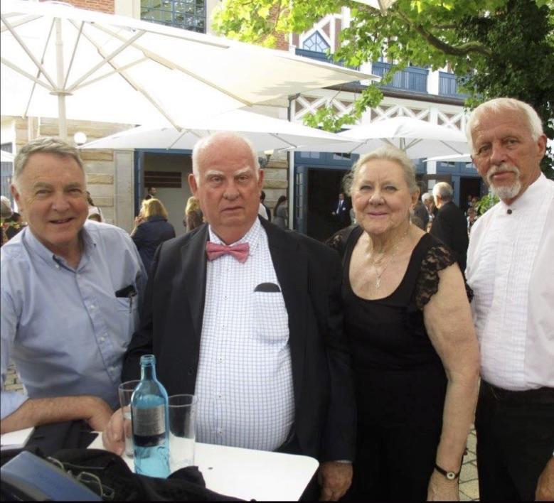 2017: From left, members Robert French (Bayreuth first timer), Colin Baskerville, Pauline Holgerson & Michael Day at Bayreuth [photo, Terence Watson].